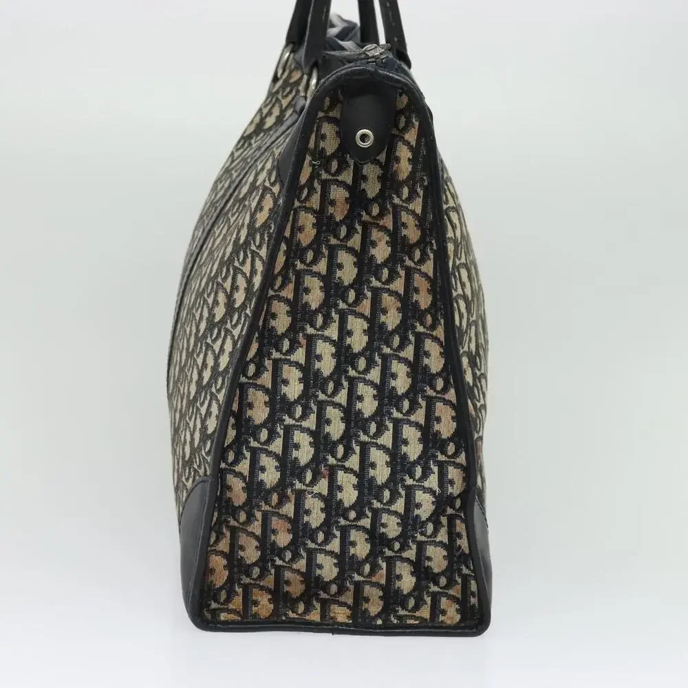 DIOR Trotter Canvas Boston Bag Navy Silver